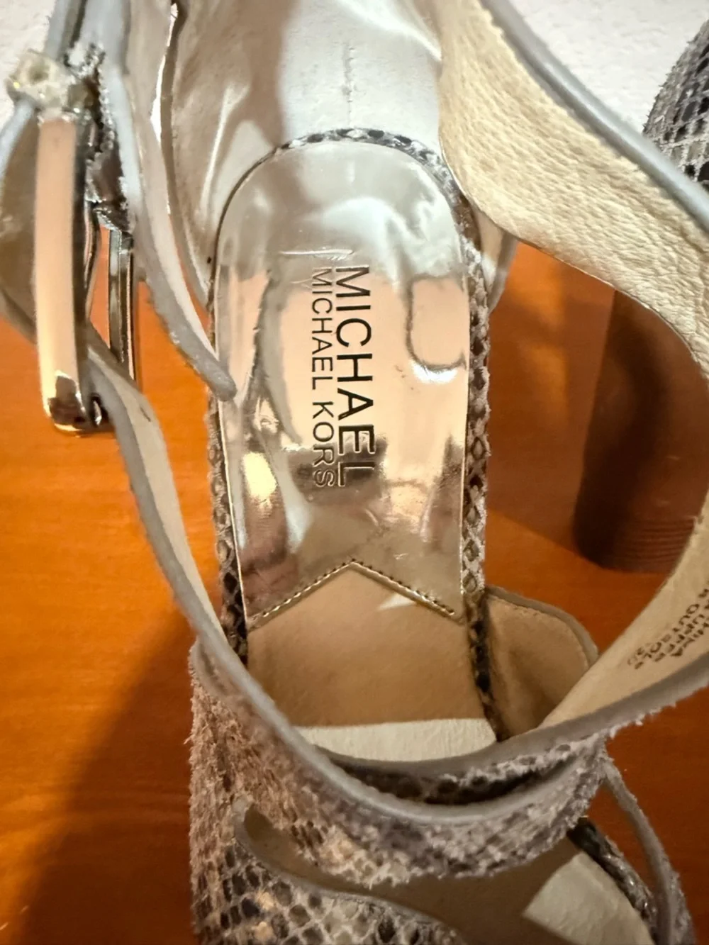 Michael Kors Snake-Print Wedge Sandal in Brown and Gray size 8 - Picture 4 of 6